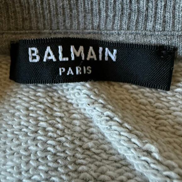 Balmain Paris Logo Printed Sweatshirt | Gray | Size Large - Picture 4 of 6